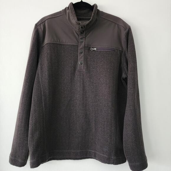 REI 1/4 Snap fleece pullover sweater gray ribbed mens size L - Picture 1 of 5